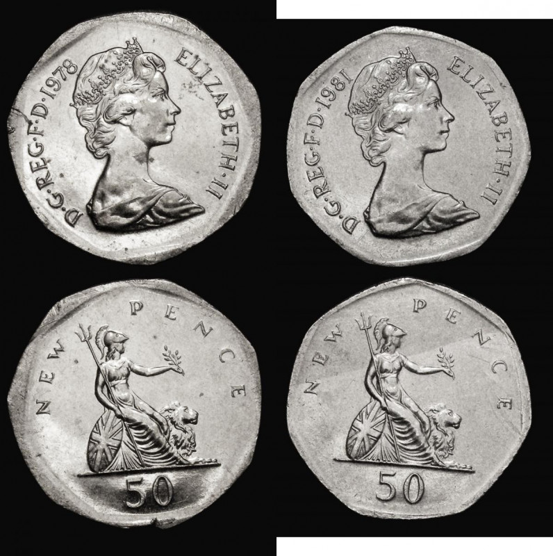 Mint Errors - Mis-Strikes (2) Decimal Fifty Pences (2) 1978 struck on a rotated ...