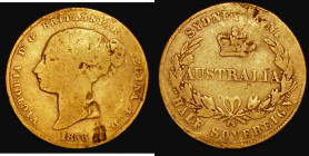 Australia Half Sovereign 1856 Sydney Branch Mint, the 6 of the date overstruck, the underlying digit unclear, Marsh 381, VG with some flan damage, Ver...