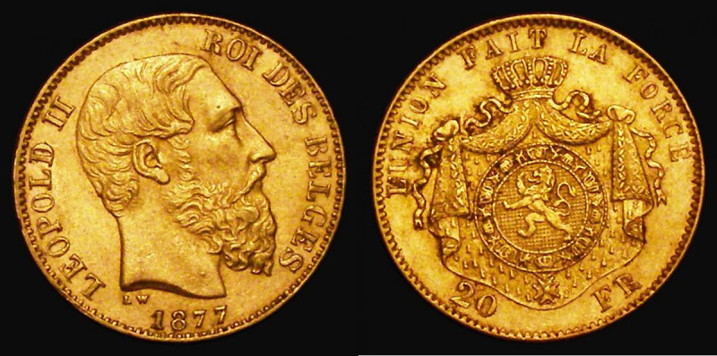 Belgium 20 Francs Gold 1877 KM#37 NEF with some light dirt on the reverse

 Es...