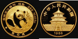 China 50 Yuan 1988 Gold Panda Half Ounce KM#86 Gold Proof FDC, our archive database, stretching back to 2003 indicates this is the first we have offer...