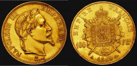 France 100 Francs Gold 1869A KM#802.1 EF and lustrous, a very pleasing example of this large and impressive issue, part of a small group of French 19t...