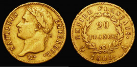 France 20 Francs 1809A KM#695.1 the second lowest mintage for the series, Good Fine/Fine

 Estimate: GBP 320 - 380