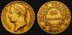 France 40 Francs Gold 1811A KM#696.1 Good Fine/Fine, part of a small group of French 19th Century gold issues offered in this sale

 Estimate: GBP 6...