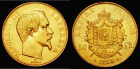 France 50 Francs Gold 1855A KM#785.1 GVF/VF, part of a small group of French 19th Century gold issues offered in this sale

 Estimate: GBP 750 - 850