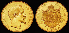 France 50 Francs Gold 1856A KM#785.1 NEF with some contact marks, part of a small group of French 19th Century gold issues offered in this sale

 Es...