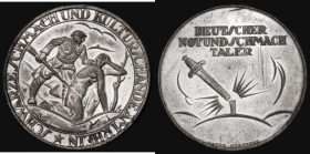Germany Medallic Thaler World War I 'Hardship and Black Shame', undated, 39mm diameter, silver plated by Lauer, Nurnberg EF with some scratches 

 E...