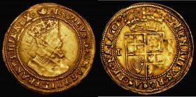 Double Crown James I Second Coinage, Fourth Bust, S.2622 mintmark Coronet over Grapes/Coronet, the obverse overstruck mintmark unusual, 4.89 grammes. ...