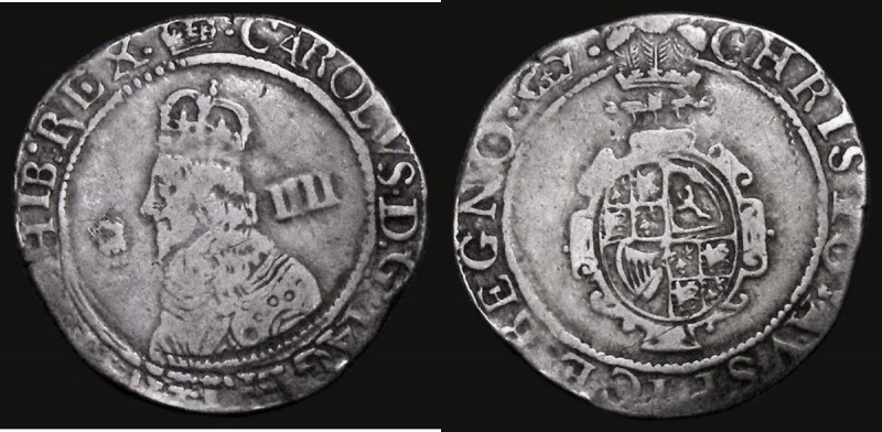 Groat Charles I Aberystwyth Furnace Mint (1648-1649) S.2911 mintmark Crown, 1.82...