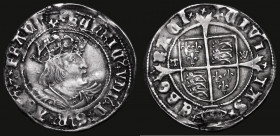 Groat Henry VIII Second Coinage, York Mint, Archbishop Wolsey, T-W beside shield with cardinal's hat below, S.2339 mintmark Voided Cross (appears as C...
