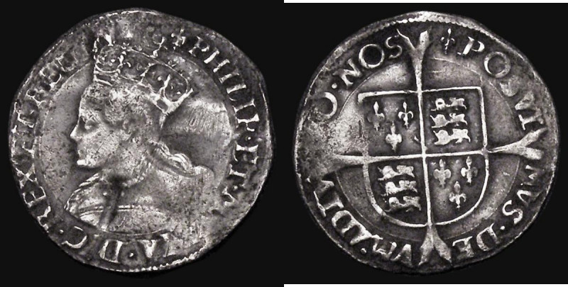 Groat Philip and Mary (1554-1558) S.2508 mintmark Lis, 2.01 grammes, Near Fine/B...