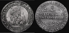 Half Pound Charles I 1642 Shrewsbury Mint, arms below horse, no cannon in arms, mintmark Plume on obverse only, S.2924, North 2368, Brooker 804, 59.82...