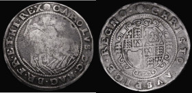 Halfcrown Charles I 1642 Exeter Mint, Obverse: King on spirited horse galloping over arms, no stops either side of the mintmark, Reverse: Oval Garnish...