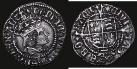Halfgroat Henry VIII First Coinage, Portrait of Henry VII, York Mint, Archbishop Wolsey, Keys and cardinal's hat below shield, CIVITAS EBORACI legend,...