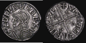 Penny Aethelred II Helmet type S.1152, North 775, Stamford Mint, moneyer Swertgar, 0.78 grammes, part of the edge missing from 3 to 5 o'clock and a fl...