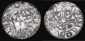 Penny Cnut Pointed Helmet type, Reverse with two pellets in the angles, S.1158, North 787, Stamford Mint, moneyer Leofwine, 0.99 grammes GVF with a sl...