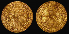 Quarter Angel Henry VIII Third Coinage, Angel wears armour, S.2304, North 1832, mintmark Lis, 1.20 grammes, Fine or better, lightly creased with a ver...