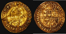 Quarter Laurel James I Third Coinage, bust with two loose tie-ends S.2642, North 2118 mintmark Spur Rowel, 2.16 grammes, Fine, creased

 Estimate: G...