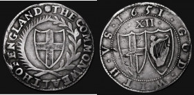 Shilling 1651 Commonwealth, No stops on obverse, ESC 983B, weight 5.90g, a bold Fine, the reverse with a few signs of flan stress, otherwise very plea...