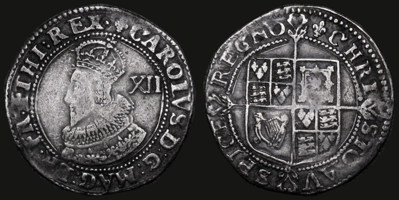 Shilling Charles I Group A. Bust 2, larger crown, outer arch only jewelled S.278...