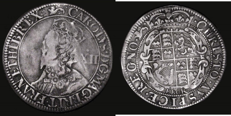 Shilling Charles I York Mint, Civil War issue, Reverse: Crowned oval garnished s...