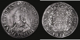 Shilling Charles I York Mint, Civil War issue, Reverse: Crowned oval garnished shield with EBOR below, S.2873, North 2319 mintmark Lion, 5.25 grammes,...