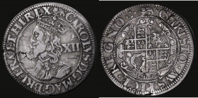 Shilling Charles I York Mint, Civil War issue, Reverse: Oval garnished shield with EBOR below, S.2872, North 2318 mintmark Lion, 5.66g, About VF with ...