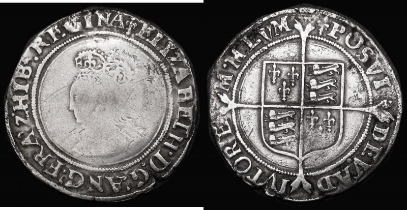Shilling Elizabeth I First Issue S.2548/2549 mintmark Lis Obverse: the bust deta...