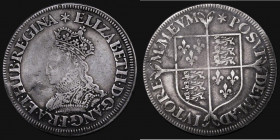 Shilling Elizabeth I Milled Issue, Decorated Dress, Large size (32mm diameter flan) S.2590 mintmark Star, 5.93 grammes, some contact marks in the left...