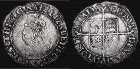 Shilling Elizabeth I Second issue, Bust 3C, S.2555 mintmark Cross Crosslet, 5.88 grammes, the obverse with signs of slight flan stress Good Fine with ...