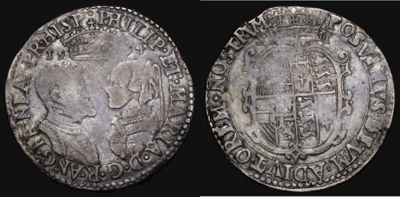 Shilling Philip and Mary 1554, Full titles, with mark of value, 6.02 grammes, S....