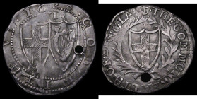 Sixpence 1658 Commonwealth ESC 1494, Bull 209 mintmark Anchor, 2.88 grammes, VF toned, holed. Very Rare, rated R3 by ESC and Bull. Comes with old tick...