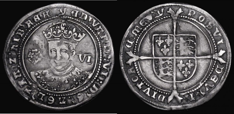 Sixpence Edward VI Fine Silver issue S.2483 mintmark y, 2.98 grammes, Good Fine,...