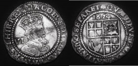 Sixpence James I 1624 Third Coinage, Sixth Bust S.2670 mintmark Trefoil, 2.93 grammes, Good Fine, creased

 Estimate: GBP 160 - 200