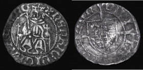 Sovereign Penny Henry VII 'Sovereign' type Single Pillar on King's right side S.2226 mintmark Cinquefoil/- Fine for wear on a wavy flan with uneven to...