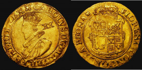 Unite Charles I Second Bust, in ruff, armour and mantle, Group B, S.2687, North 2148, weakly struck on the King's face, and on the reverse on the lowe...