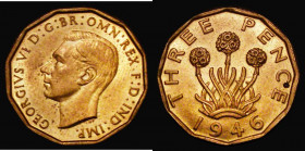 Brass Threepence 1946 Peck 2388 UNC or near so the reverse with a spot by the C of PENCE, the obverse with some minor contact marks, retaining around ...
