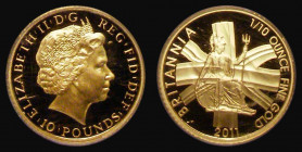 Britannia Gold Ten Pounds 2011 One Tenth Ounce Gold Proof in a PCGS 'First Strike' holder and graded PR70 DCAM

 Estimate: GBP 170 - 220