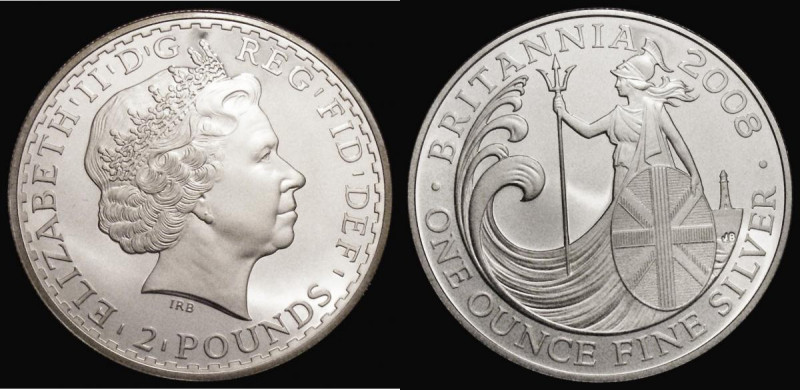Britannia Silver Two Pounds 2008 S.BSF8 Proof nFDC, no box or certificate

 Es...