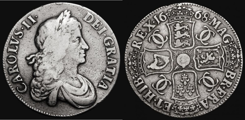 Crown 1668 ANNO . REGNI on the edge, VICESIMO ESC 36, Bull 373 VG/Near Fine

 ...