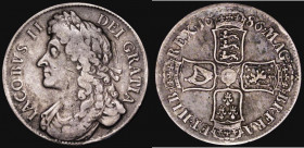 Crown 1686 SECVNDO, First Bust, No Stops on obverse ESC 77, Bull 741 Fine the obverse with some old scratches behind the bust

 Estimate: GBP 400 - ...
