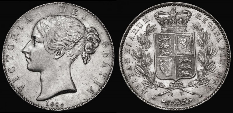 Crown 1845 Cinquefoil stops on edge ESC 282, Bull 2564 GEF and lustrous, the rev...
