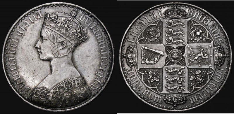 Crown 1847 Gothic UNDECIMO ESC 288, Bull 2571 About VF with grey toning

 Esti...