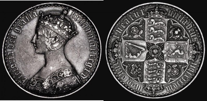 Crown 1847 Gothic UNDECIMO ESC 288, Bull 2571 Good Fine with grey tone

 Estim...