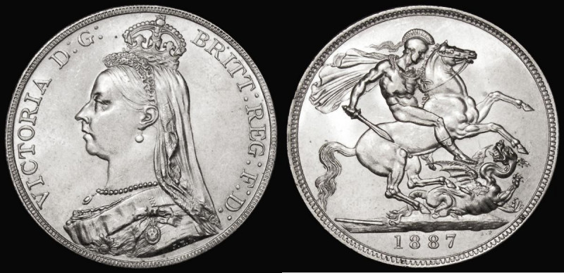 Crown 1887 ESC 296, Bull 2585 AU/GEF and lustrous

 Estimate: GBP 130 - 160