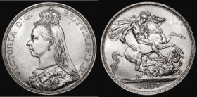 Crown 1887 ESC 296, Bull 2585 GEF/AU and lustrous, a very attractive example

 Estimate: GBP 50 - 100