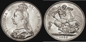 Crown 1888 Narrow date ESC 298, Bull 2587, Davies 482 dies 1B, UNC/AU with considerable original lustre, the obverse with some contact marks

 Estim...