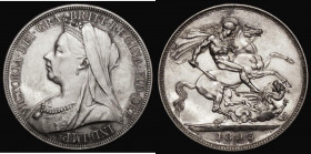 Crown 1893LVI Proof ESC 304, Bull 2594, Davies 505 dies 2A, T of VICTORIA points between two rim teeth, A/UNC retaining some original mint brilliance...