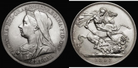 Crown 1893LVI Proof ESC 304, Bull 2594, Davies 505 dies 2A, T of VICTORIA points between two rim teeth, UNC and retaining much original mint brillianc...