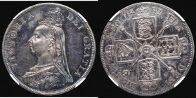 Double Florin 1887 Arabic 1 in date Proof, ESC 395, Bull 2697 in an NGC holder and graded PF62

 Estimate: GBP 700 - 800