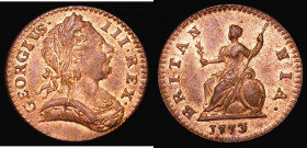 Farthing 1773 Obverse 2, Peck 913 UNC with around 50% lustre

 Estimate: GBP 65 - 125